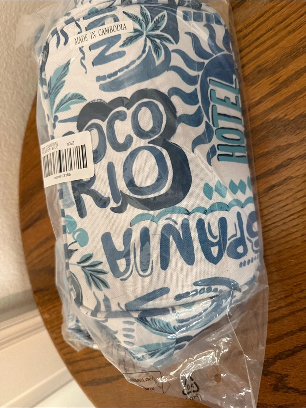 Chico's Cute Summer Print Light Blue and Teal Small Cooler Tote NWT